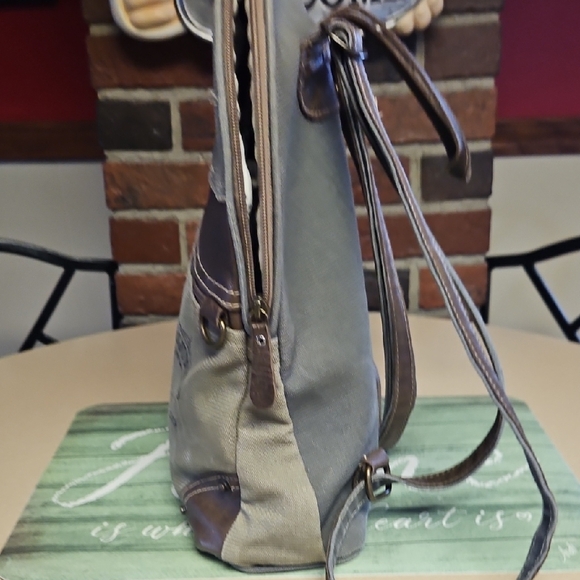 Casual Canvas & Leather Bacpack - Picture 6 of 7